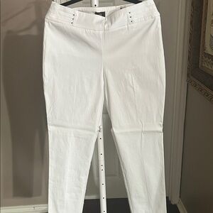 JM Collection Women's White Straight Leg Pants